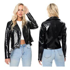 Piper & Jane faux croc leather biker jacket